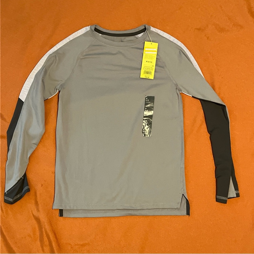 All In Motion Gray Long Sleeve Medium 8-10 Kids Unisex Moisture Wicking Stretch